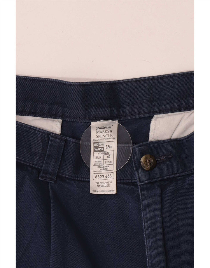 Shorts chino masculino Marks & Spencer Pegged W32 algodão azul marinho médio