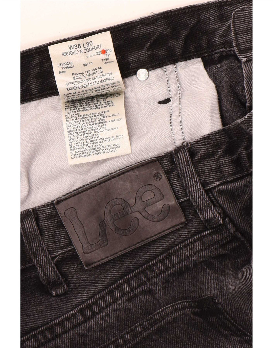 Lee Mens Brooklyn Comfort Straight Jeans W38 L30 Algodão Cinza