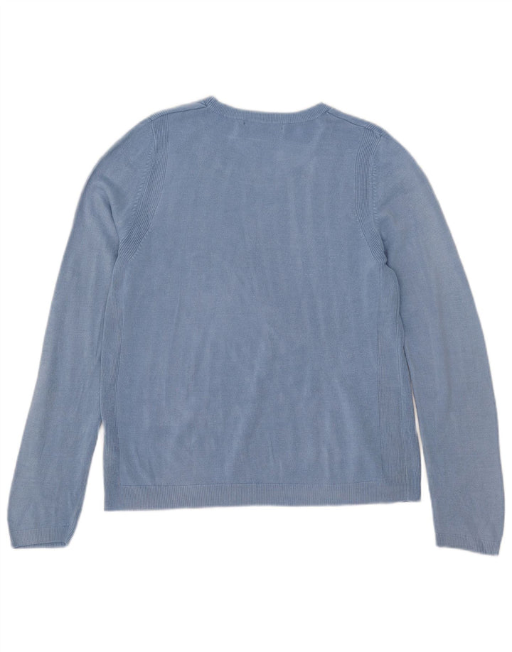 Suéter feminino Marks & Spencer com gola canoa Reino Unido 14 acrílico azul médio