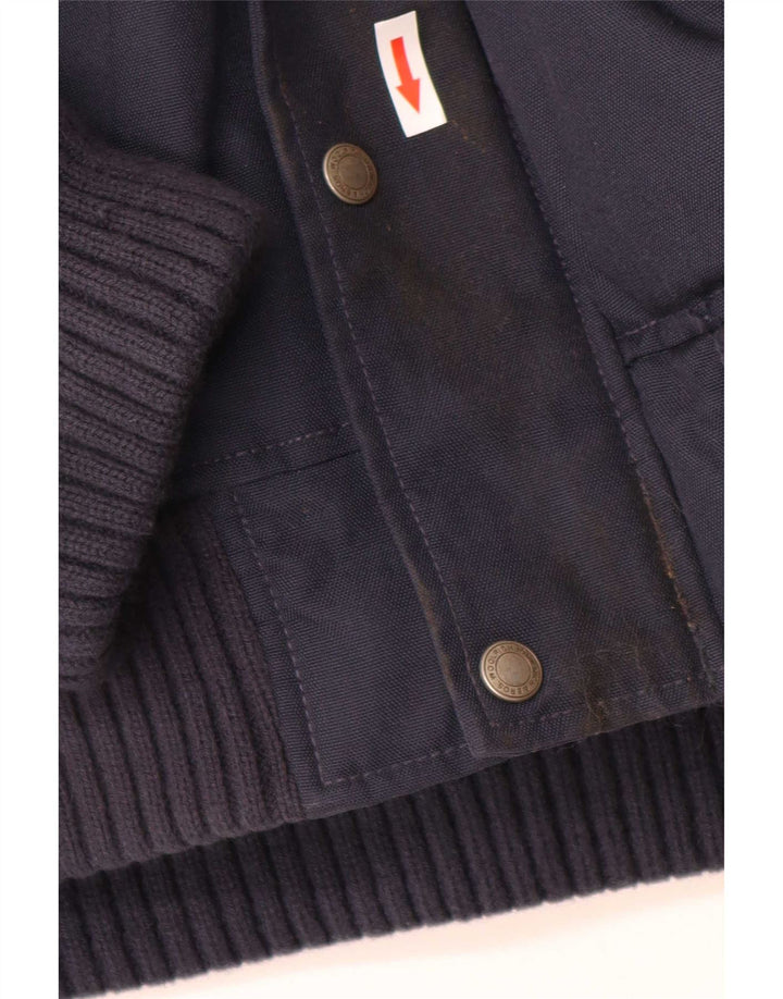 Jaqueta bomber masculina Woolrich com capuz Reino Unido 38 nylon azul marinho médio
