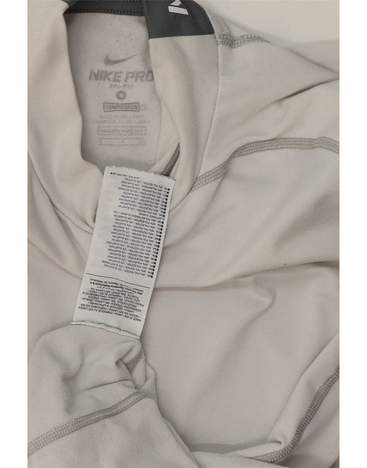 Top gráfico Nike masculino Dri Fit manga comprida pequeno poliéster cinza