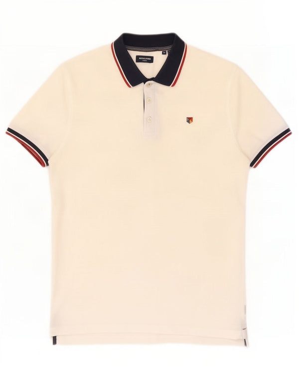 Camisa polo masculina Jack & Jones médio branco colorblock