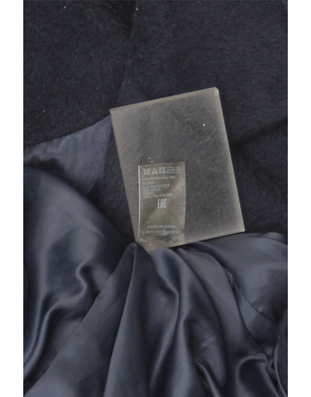 Sobretudo feminino Marks & Spencer UK 12 poliéster azul marinho médio