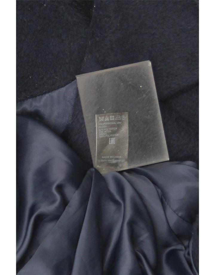 Sobretudo feminino Marks & Spencer UK 12 poliéster azul marinho médio
