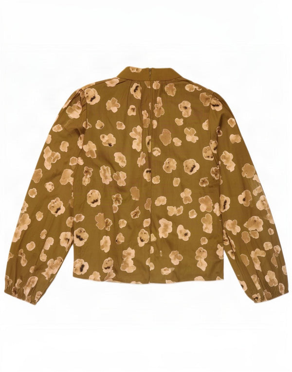 Blusa feminina de manga comprida French Connection UK 16 grande verde floral