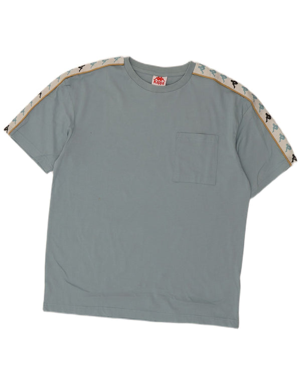 Kappa Mens Graphic T-Shirt Top Large Blue Colourblock Cotton