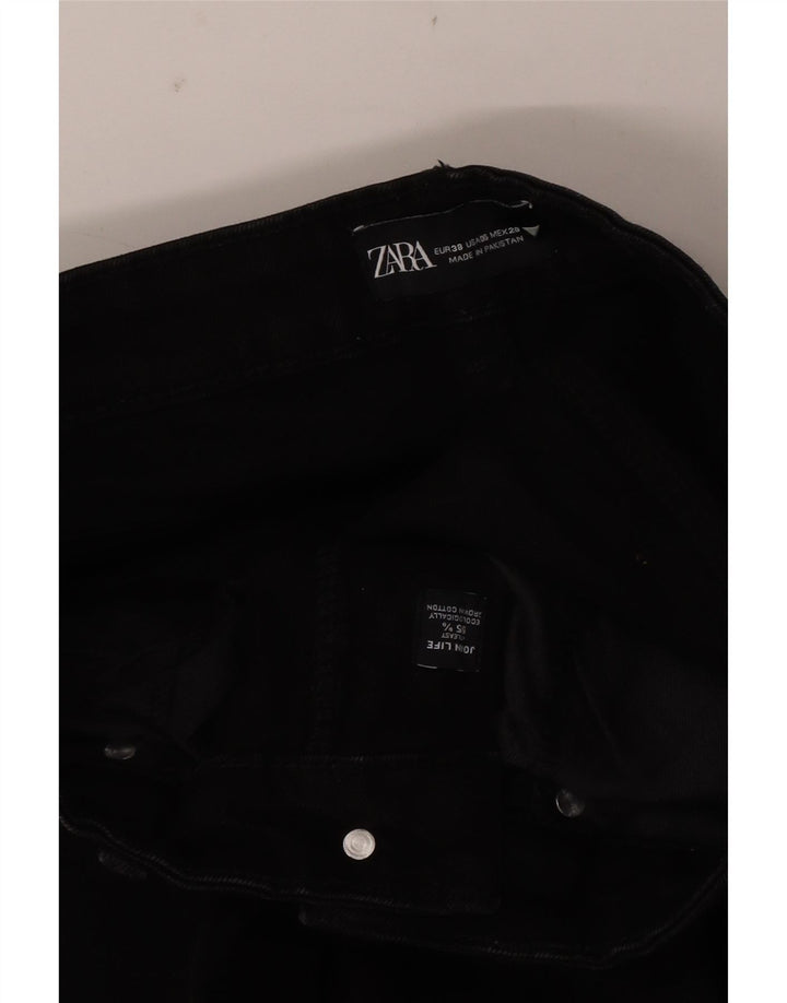 Zara Jeans feminino queimado EU 38 pequeno W28 L26 algodão preto