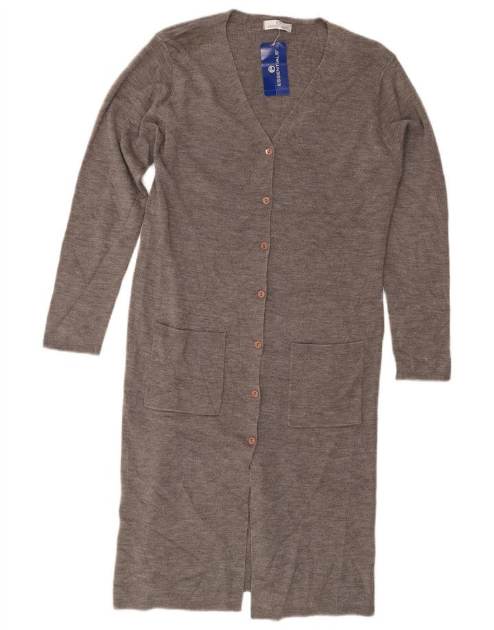 Suéter feminino Essentials Longline Cardigan Reino Unido 14/16 grande cinza acrílico
