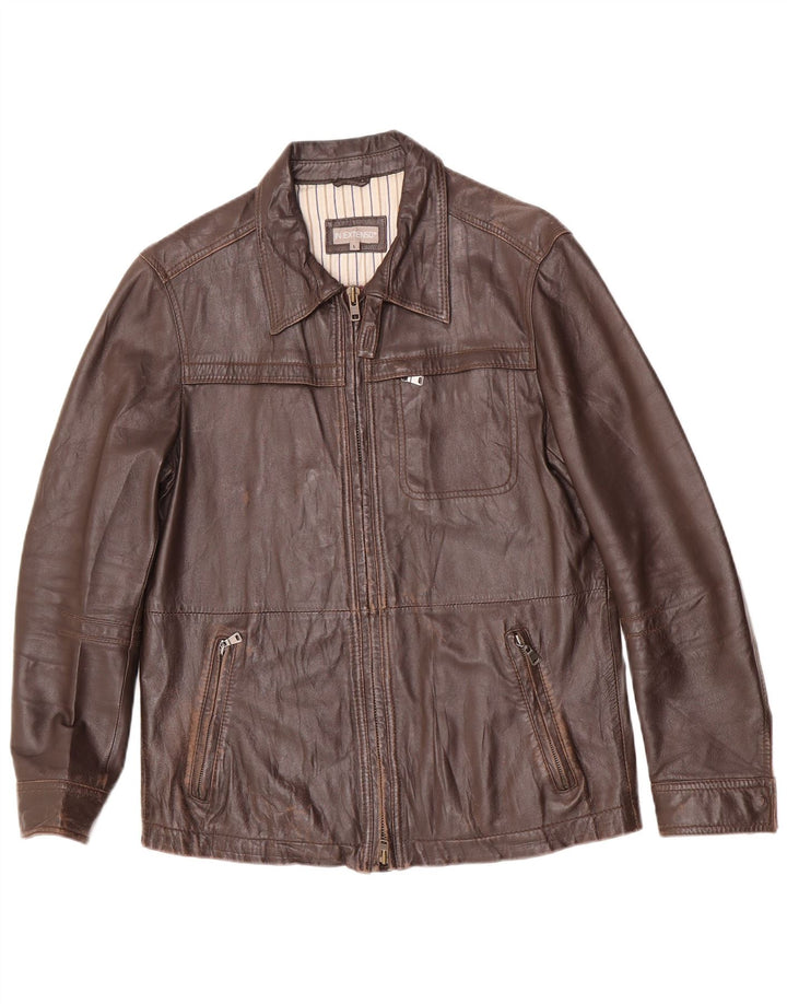 Jaqueta de couro masculina In Extenso UK 40 grande marrom