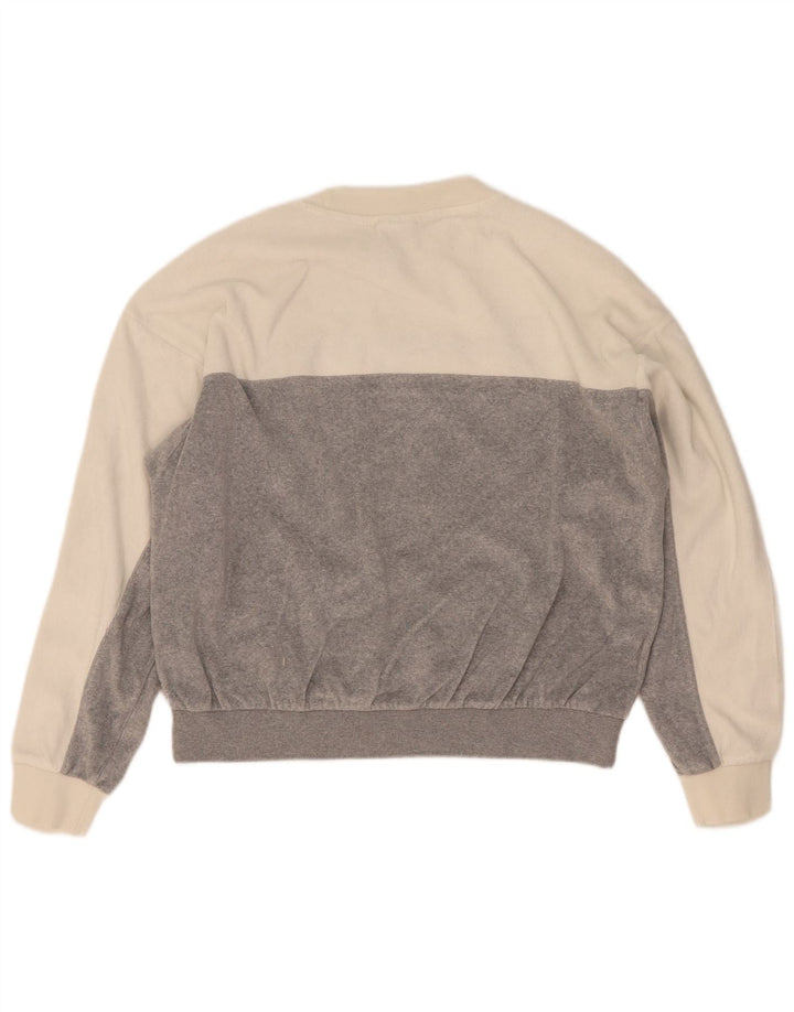 Champion feminino gráfico moletom jumper UK 14 médio branco colorblock