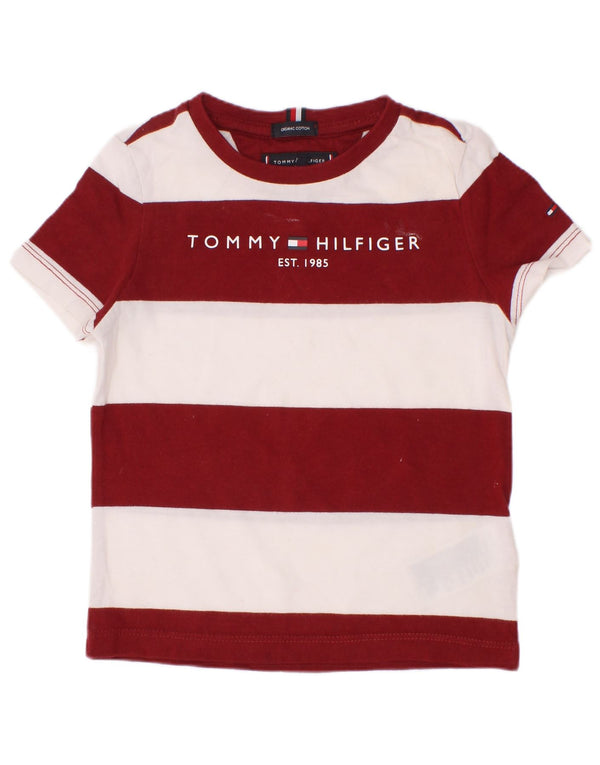 Camiseta Tommy Hilfiger Boys Graphic 2-3 Anos Algodão Listrado Borgonha