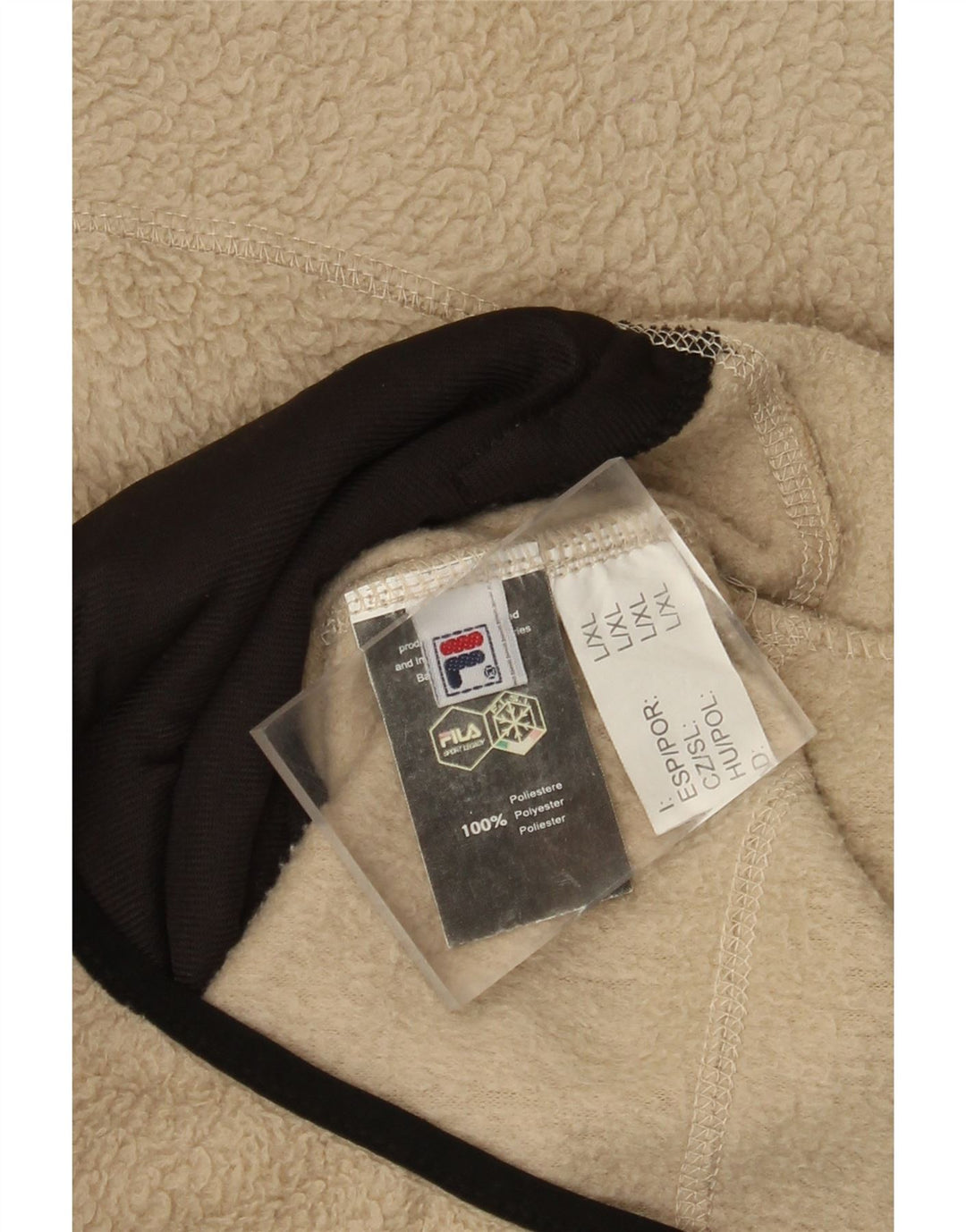 Fila Mens Fleece Jacket UK 40 Grande Poliéster Colourblock Bege