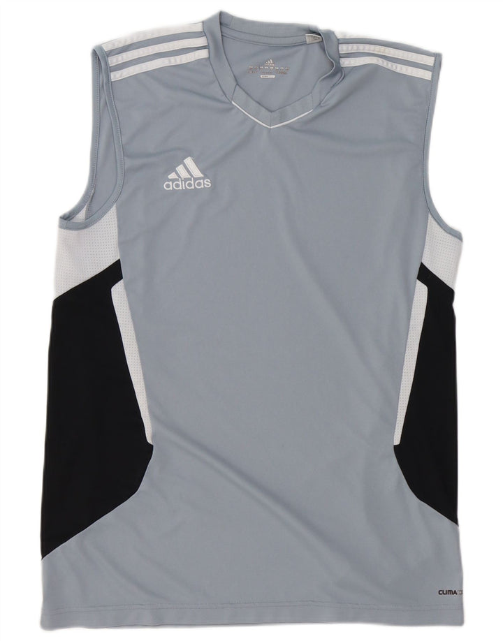 ADIDAS Masculino Climacool Vest Top UK 40/42 Médio Azul Colourblock Poliéster