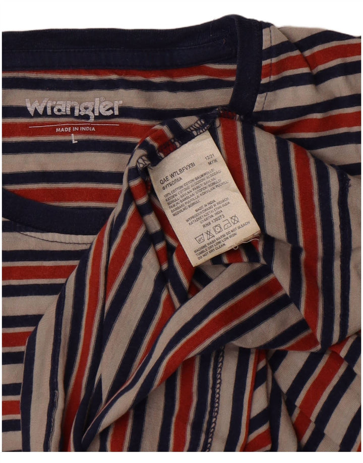 Wrangler Camiseta masculina grande de algodão listrado multicolorido