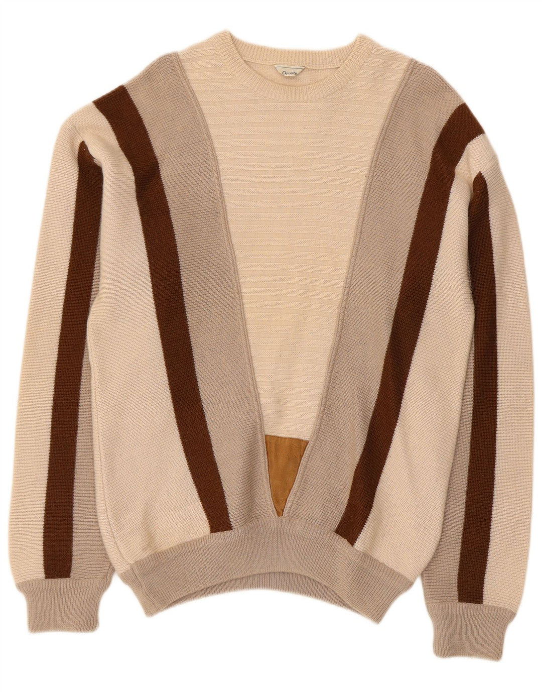 Suéter masculino Orville com gola redonda e lã colorblock bege médio
