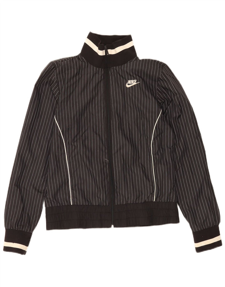 Nike Womens Tracksuit Top Jacket UK 10/12 Médio Preto Risca de Giz Poliéster