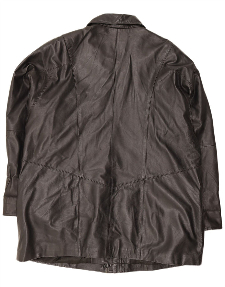 Casaco feminino de couro grande Gapelle Reino Unido 18 XL preto
