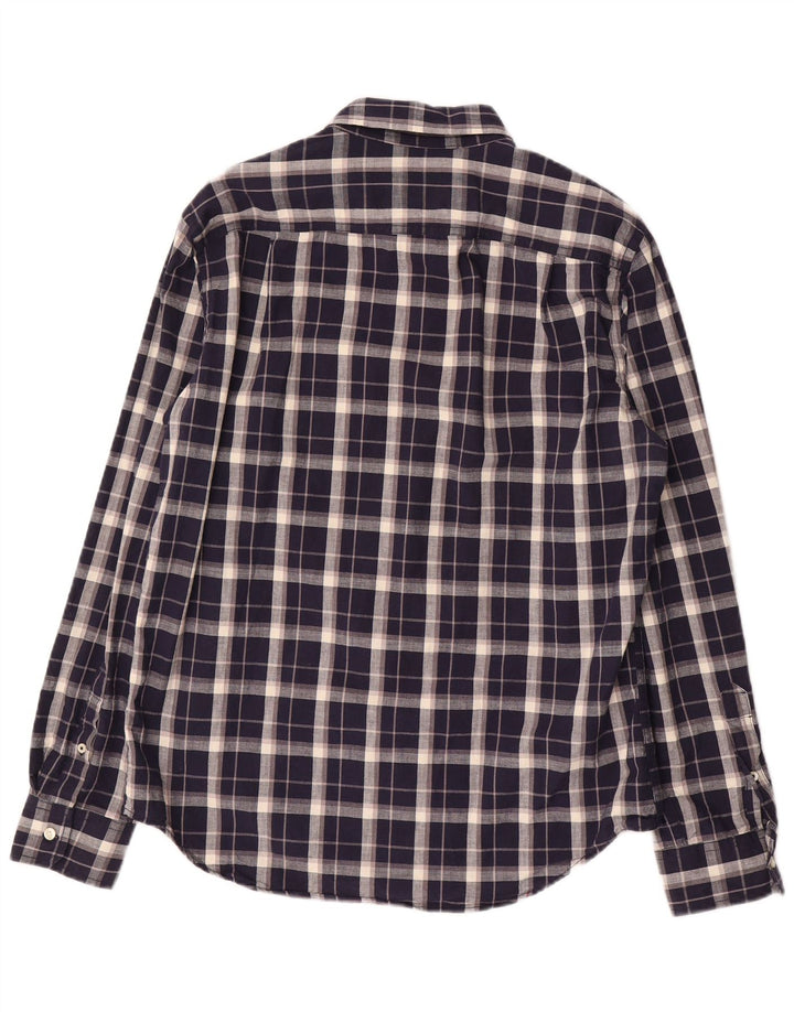 Camisa masculina American Eagle médio azul marinho xadrez algodão