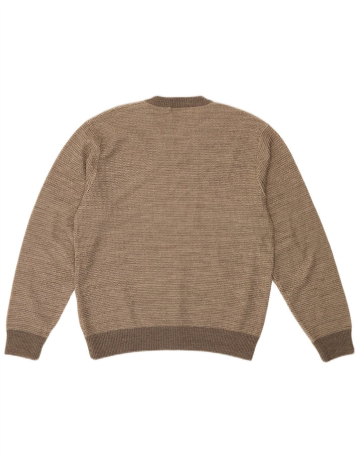 Suéter masculino Marks & Spencer com decote em V pequeno bege colorblock acrílico