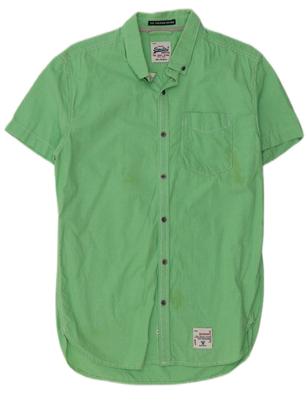 Camisa masculina SUPERDRY de manga curta verde médio algodão guingão
