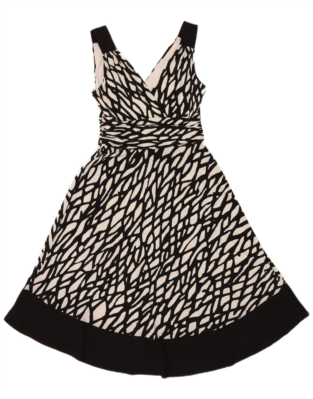 Princípios Vestido feminino com padrão abstrato linha A Reino Unido 12 médio preto