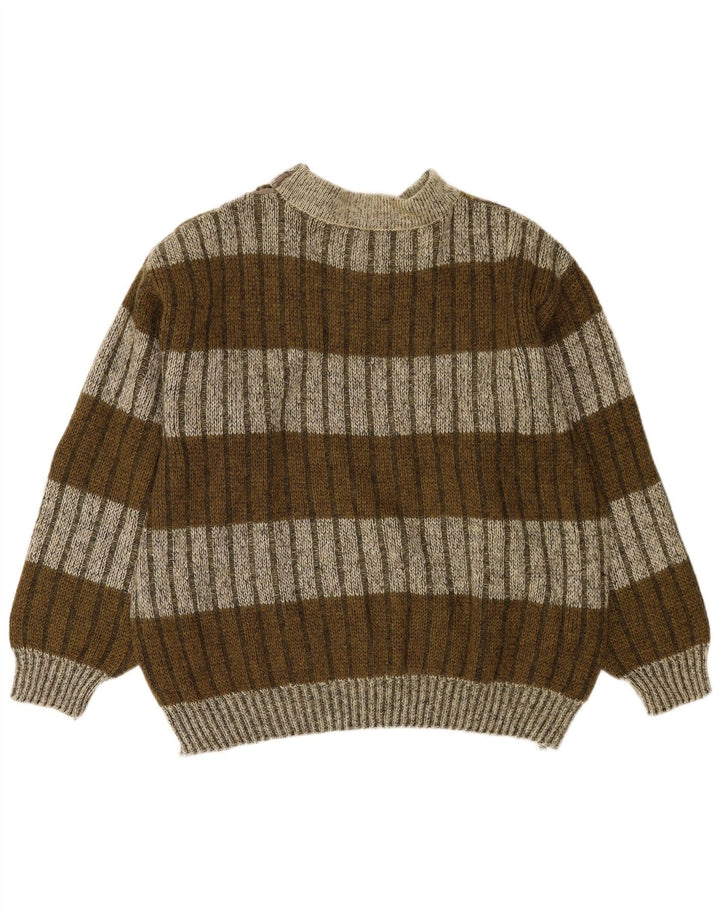 Suéter masculino Frank Pepperone com gola tartaruga XL de lã listrada cáqui