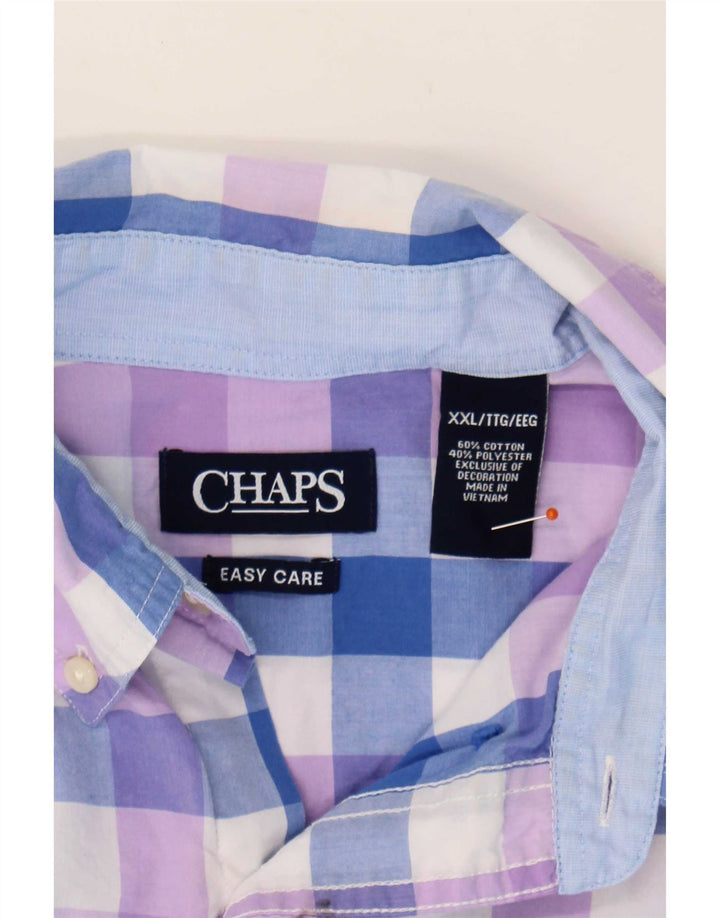 Camisa masculina de manga curta Chaps Easy Care 2XL algodão guingão azul