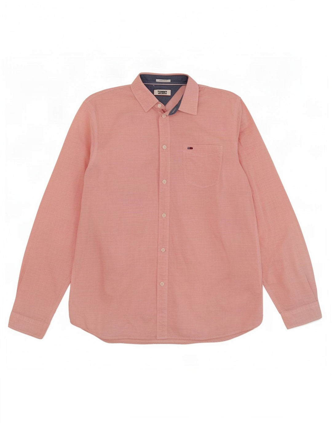 Tommy Hilfiger Camisa masculina Regular Fit de algodão listrado vermelho médio