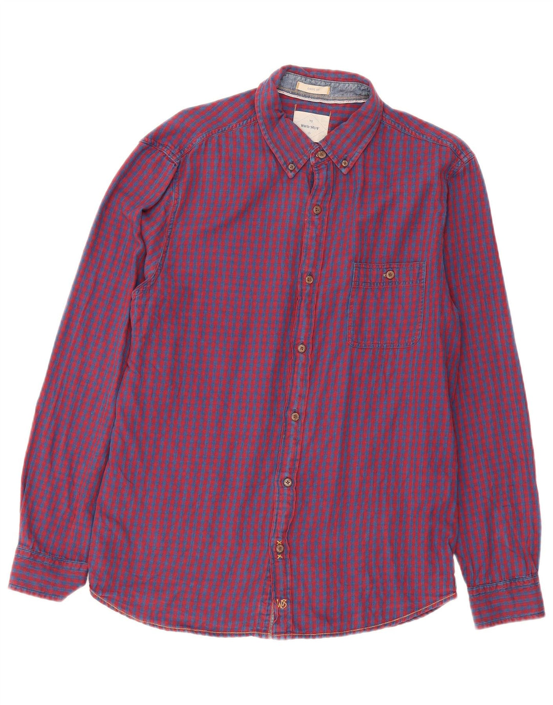 Camisa masculina de flanela com ajuste clássico White Stuff, algodão guingão vermelho médio