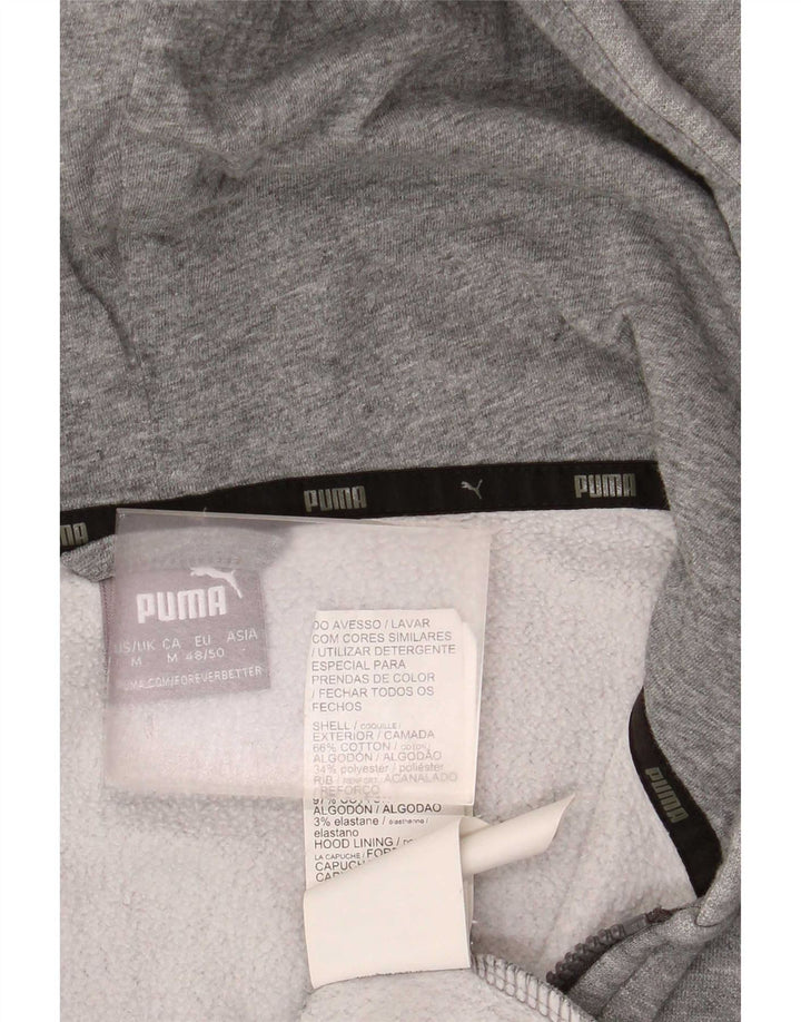 Suéter Puma masculino com capuz e zíper cinza médio algodão