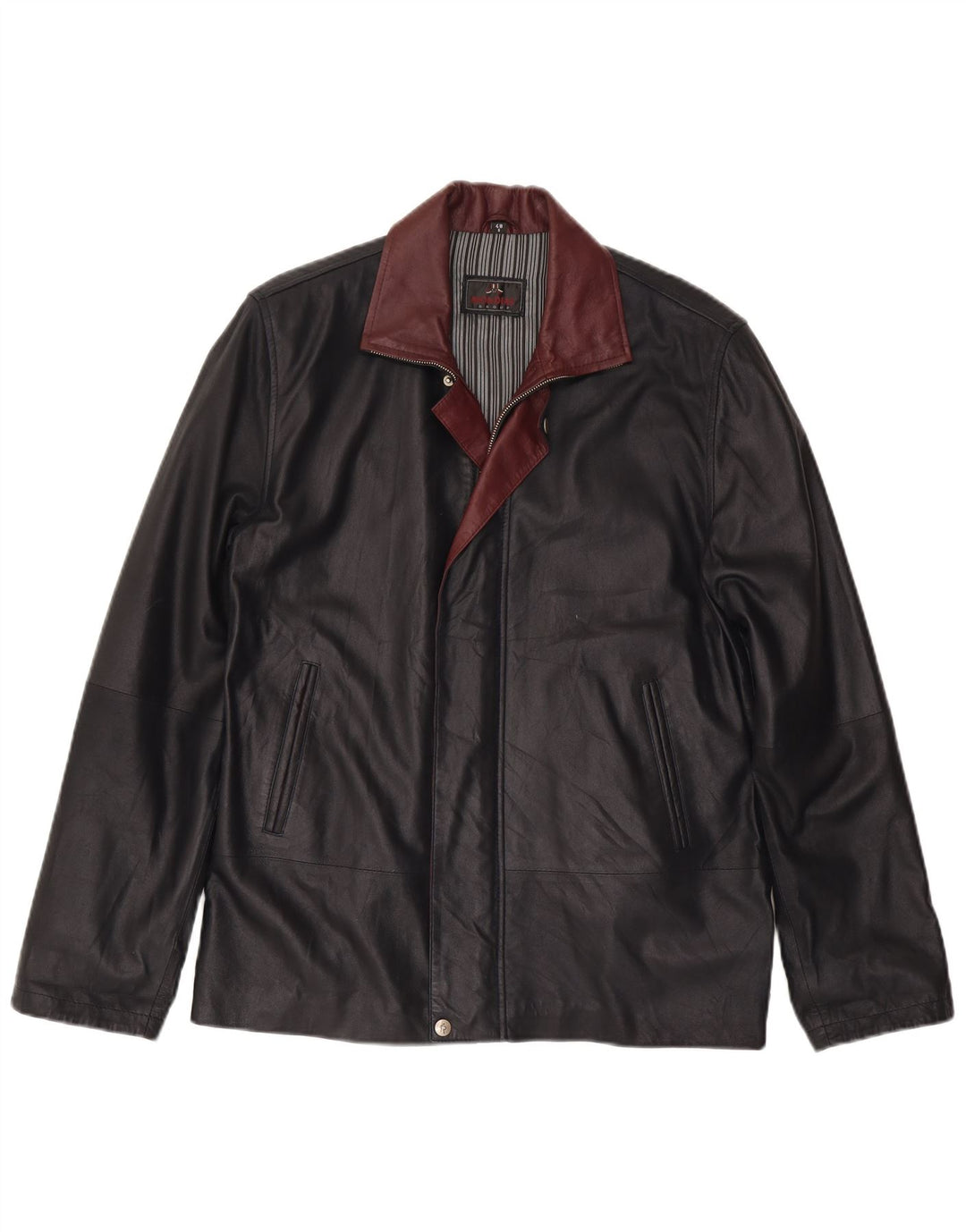 Jaqueta de couro masculina Mondial IT 48 pequena couro preto Colourblock