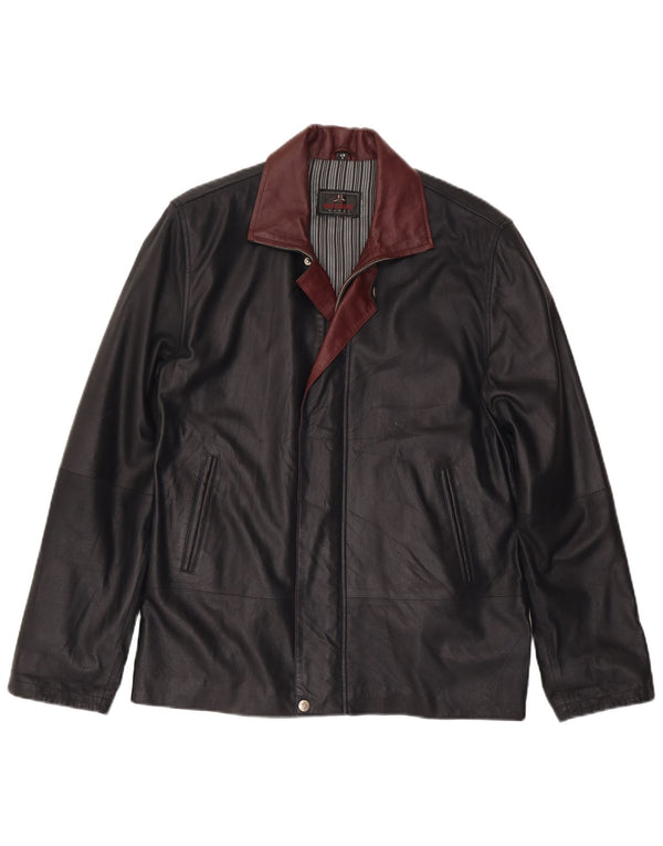 Jaqueta de couro masculina Mondial IT 48 pequena couro preto Colourblock