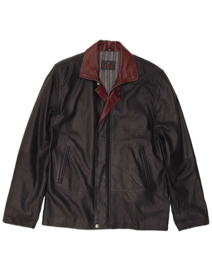 Jaqueta de couro masculina Mondial IT 48 pequena couro preto Colourblock