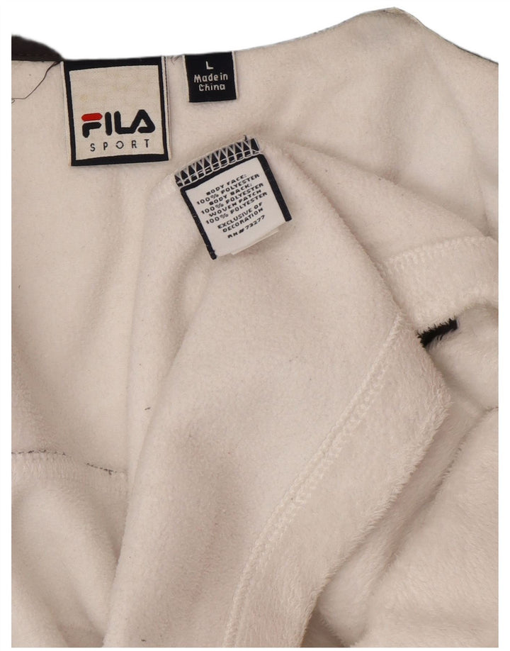 Jaqueta de lã feminina Fila UK 16 grande poliéster colorblock branco