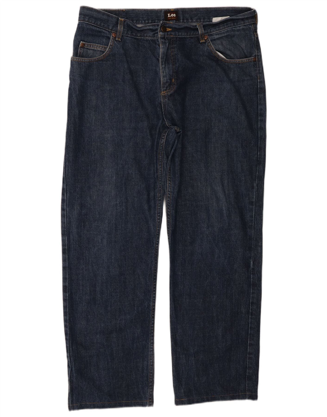 Lee Mens Brooklyn Straight Jeans W36 L28 Azul Marinho Algodão