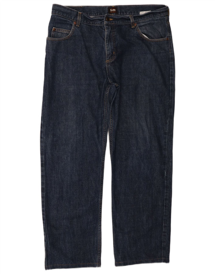 Lee Mens Brooklyn Straight Jeans W36 L28 Azul Marinho Algodão