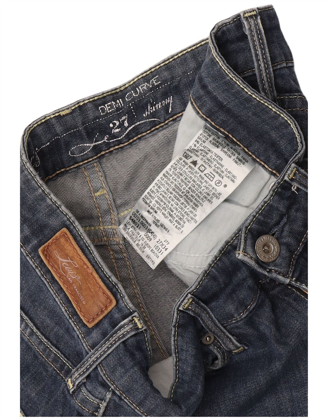 Calça jeans feminina LEVI'S Demi Curve Skinny W27 L32 azul marinho algodão