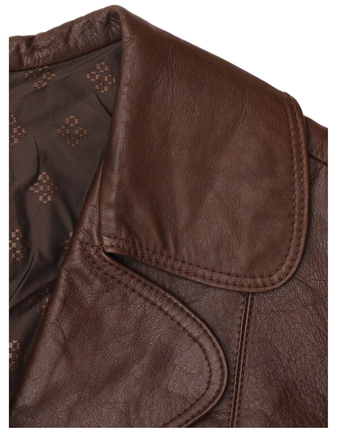 Casaco de couro feminino vintage UK 14 marrom médio