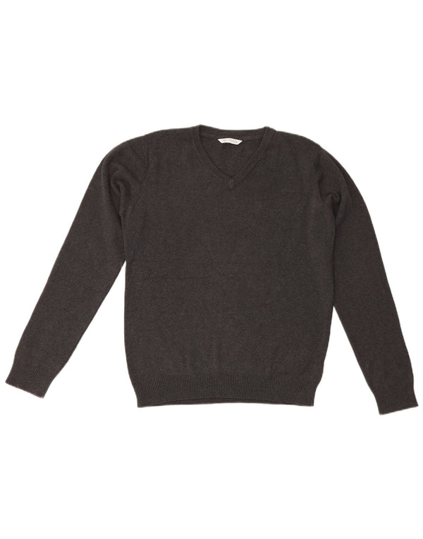 Suéter Marks & Spencer Boys com decote em V 13-14 anos algodão cinza