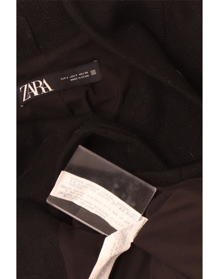 Sobretudo feminino Zara Oversized UK 10 pequeno lã preta