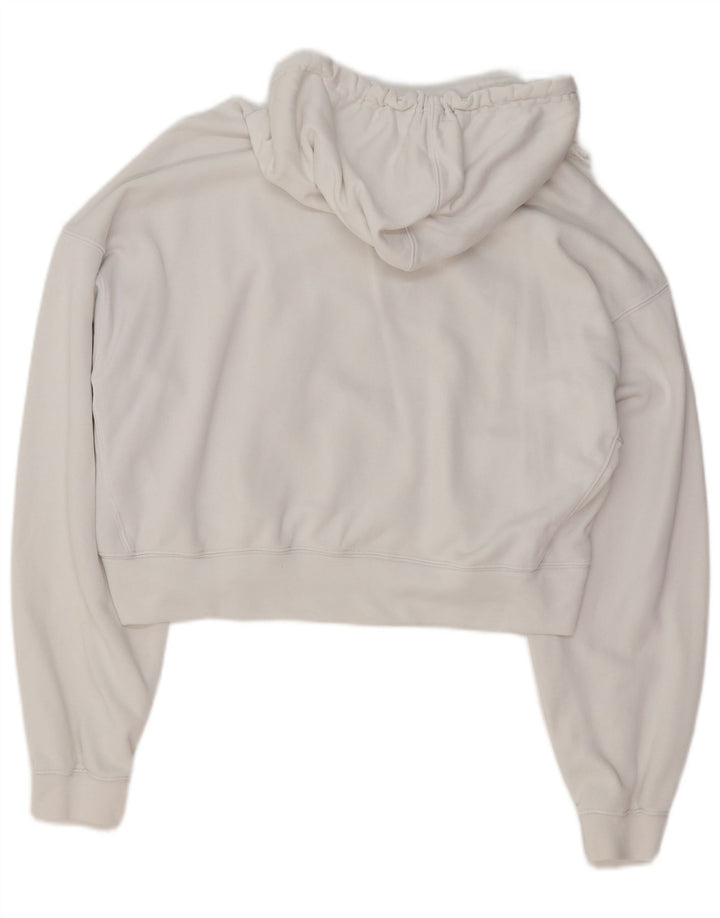 ADIDAS Womens Oversized Crop Hoodie Jumper Reino Unido 10 Pequeno Algodão Branco