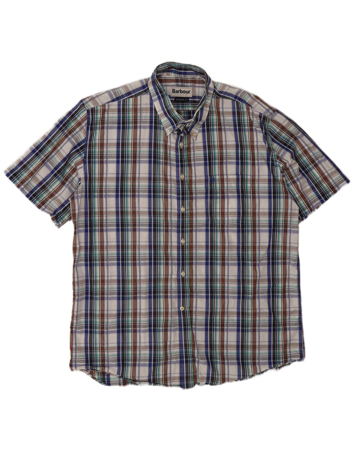 Camisa masculina Barbour de manga curta regular fit XL xadrez multicolorida