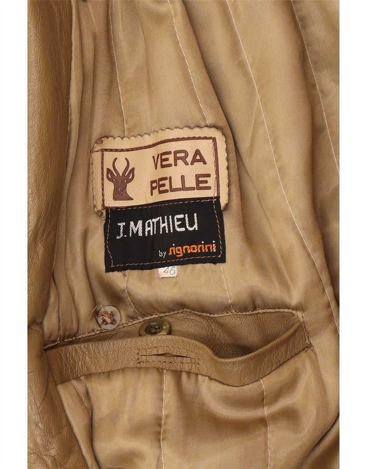 Casaco impermeável masculino de couro vintage IT 46 couro marrom pequeno