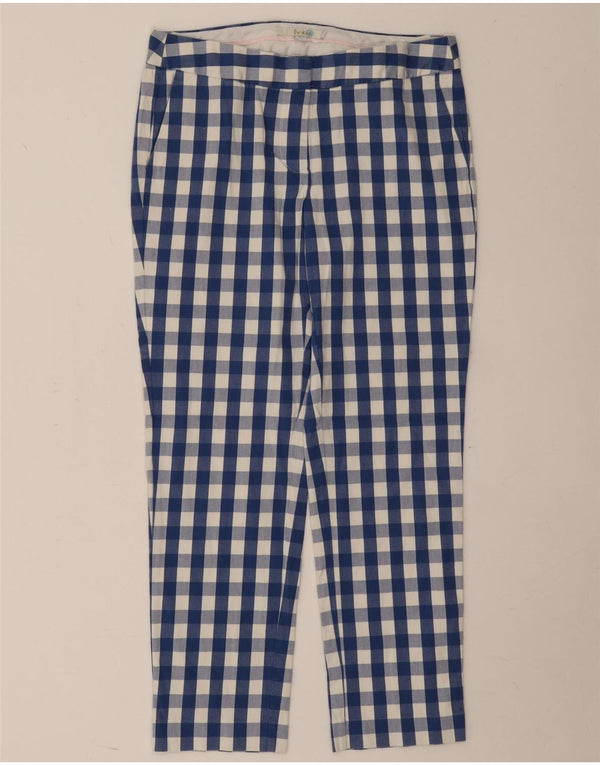 Calça feminina Boden UK 10 pequena W30 L24 algodão guingão azul