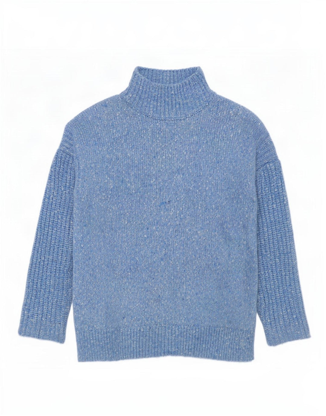 Suéter feminino Marks & Spencer com gola tartaruga Reino Unido 14 médio azul manchado