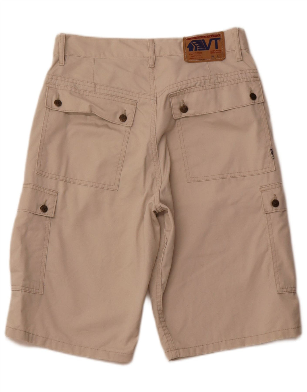 Shorts cargo masculino VINTAGE de cintura alta W31 algodão bege médio