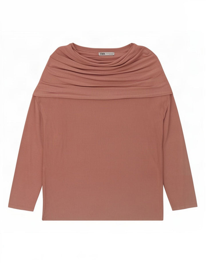 Zara Top feminino oversized manga comprida Reino Unido 10 Lyocell rosa pequeno