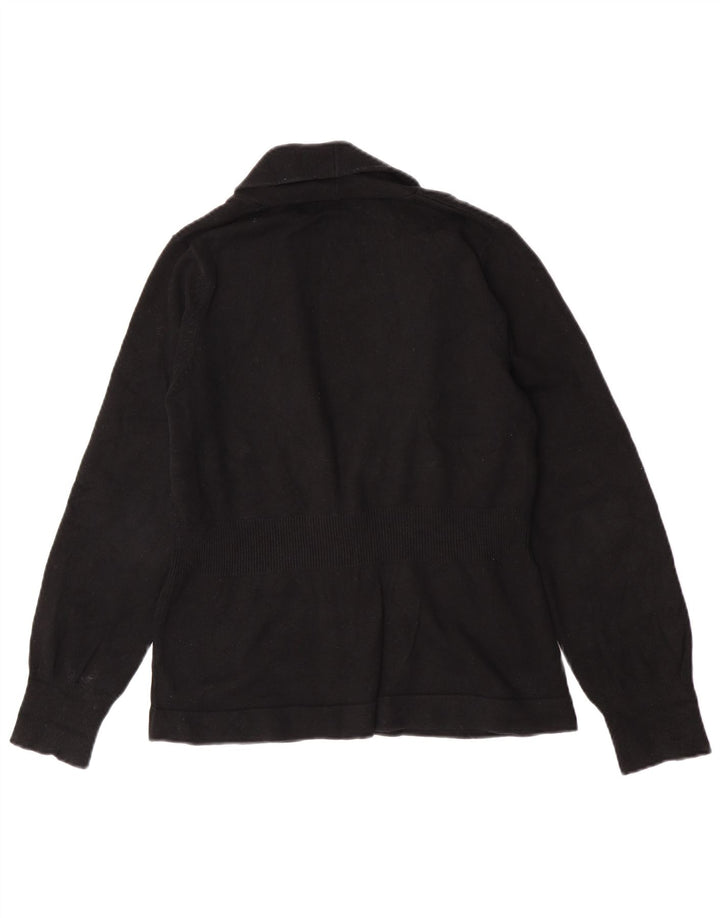Suéter cardigã feminino Eddie Bauer Reino Unido 14 algodão preto médio