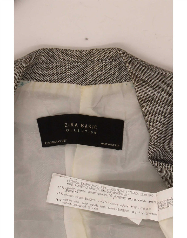 Jaqueta blazer feminina Zara com 1 botão Reino Unido 6 XS cinza Chevron poliéster