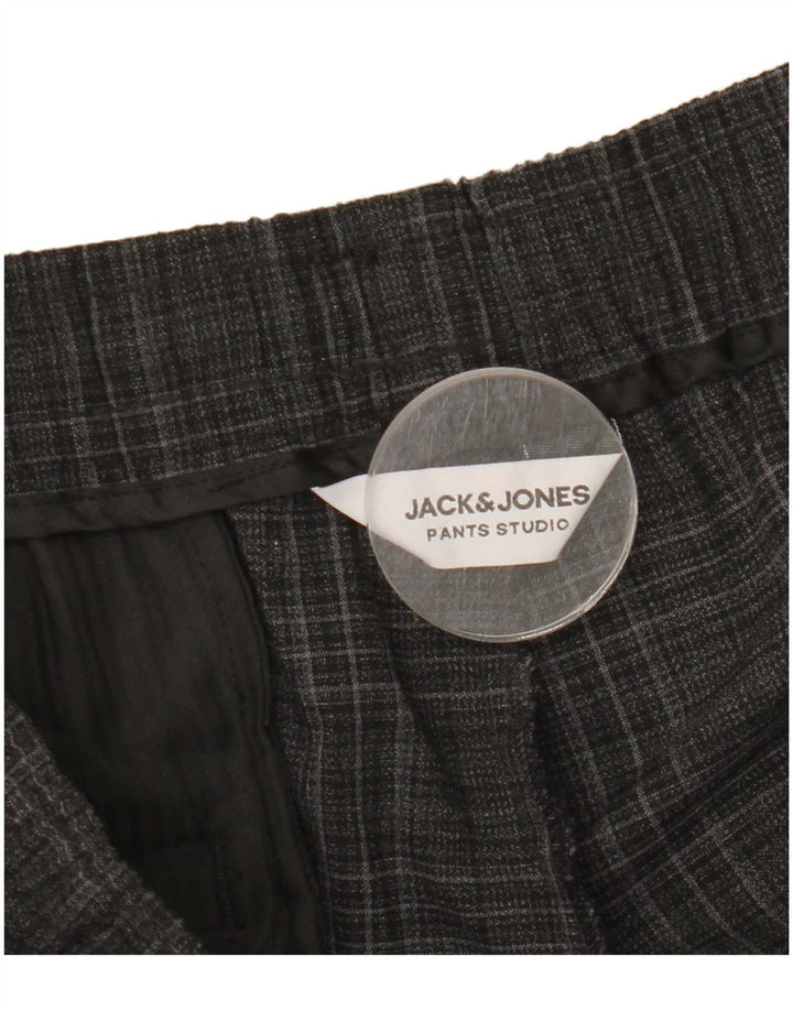 Calça Chino Masculina Jack & Jones Slim Grande Poliéster Xadrez Cinza